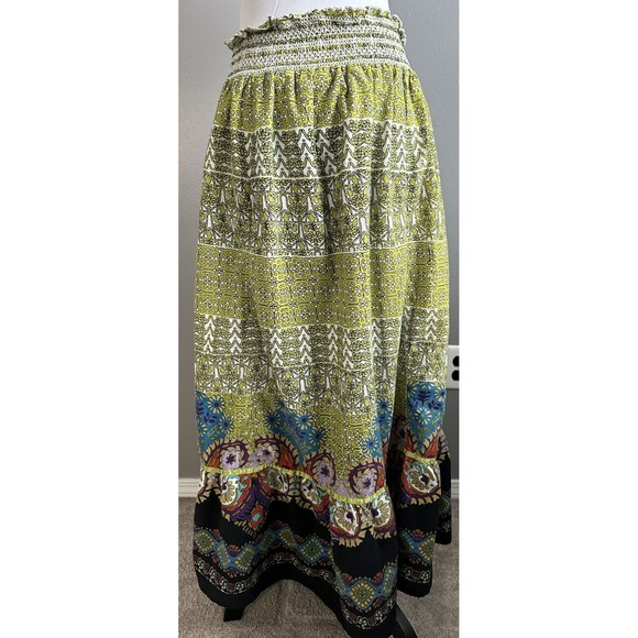 Planet Gold Womens Sz L Multicolored Peasant Skirt Pull on Elastic Waist Maxi - Picture 4 of 7